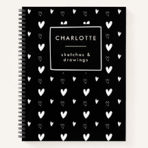 Cute Motif de Coeur Scandinave Noir Personnalisé