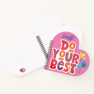 Carnet Cute Motivationnel Customisé Coeur forme spirale