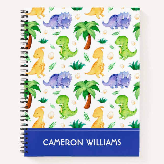 Carnet Cute Neon Aquarelle Dinosaur Motif (Devant)