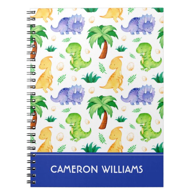 Carnet Cute Neon Aquarelle Dinosaur Motif (Devant)