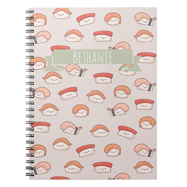 Carnet Cute Nigiri Sushi Motif sans couture (Devant)