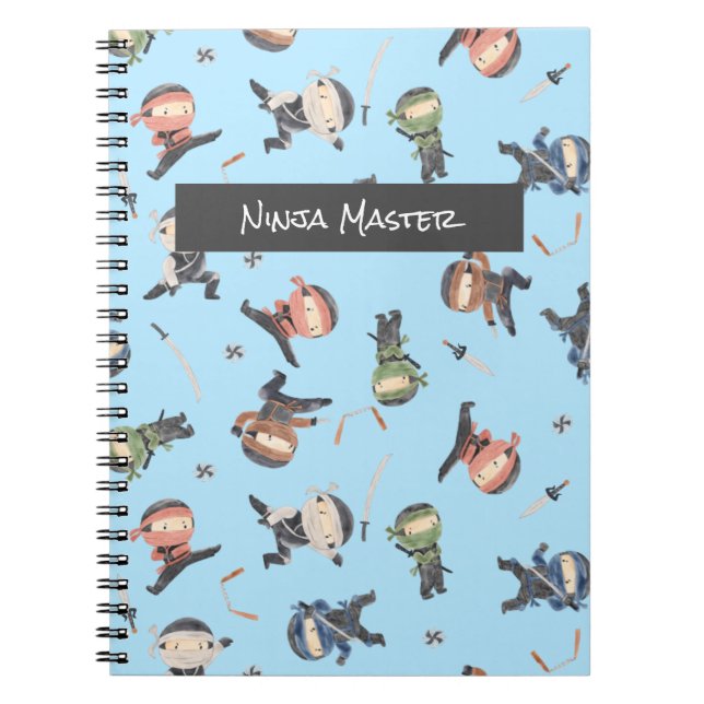 Carnet Cute Ninja Warrior - Enfants Nom Personnalisé (Devant)