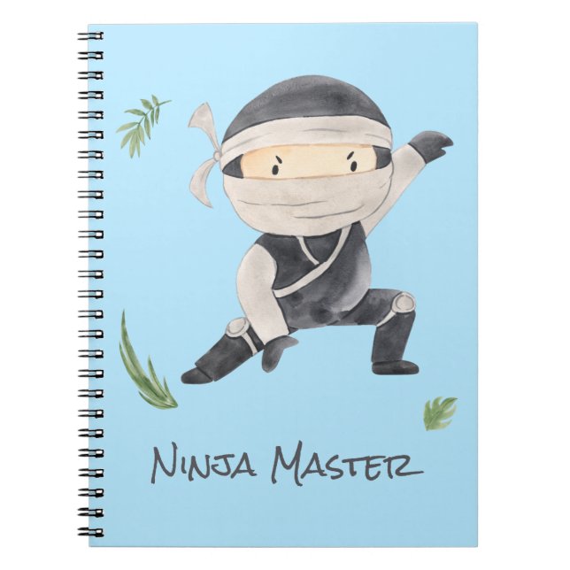 Carnet Cute Ninja Warrior - Enfants Nom Personnalisé (Devant)