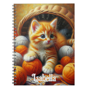 Carnet Cute Orange et Kitten blanc Jouer en Fil