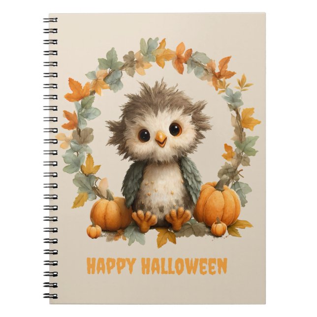 Carnet Cute Owl Citrouille Halloween design heureux (Devant)