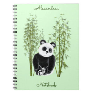 Carnet Cute Panda assise en bambou
