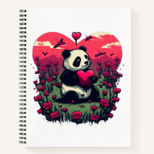 Carnet Cute Panda Holding Heart - cadeau de la Saint-Vale