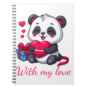 Carnet Cute Panda Hugging Heart