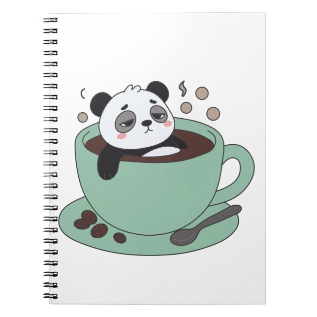 Carnet Cute Panda In Coffee Cup Coffee Lover Gift (Devant)