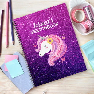 Carnet Cute Parties scintillant Unicorn Artist Sketchbook