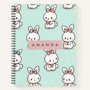 Carnet Cute Pastel Bunny Motif personnalisé