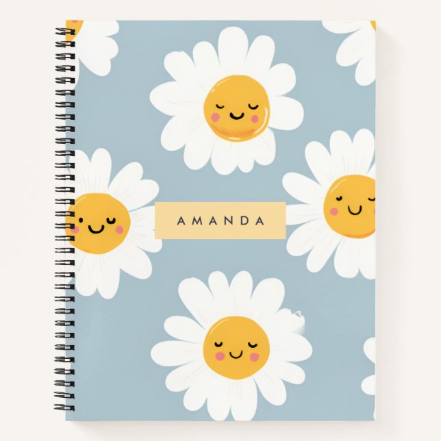 Carnet Cute Pastel personnalisé Smiling Daisy (Devant)