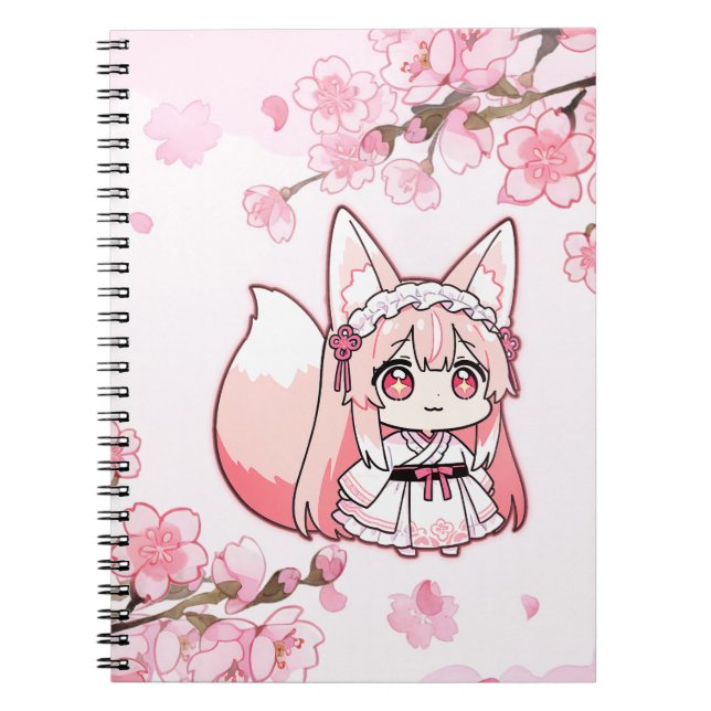 Carnet Cute Pastel Pink Chibi FoxGirl  (Devant)