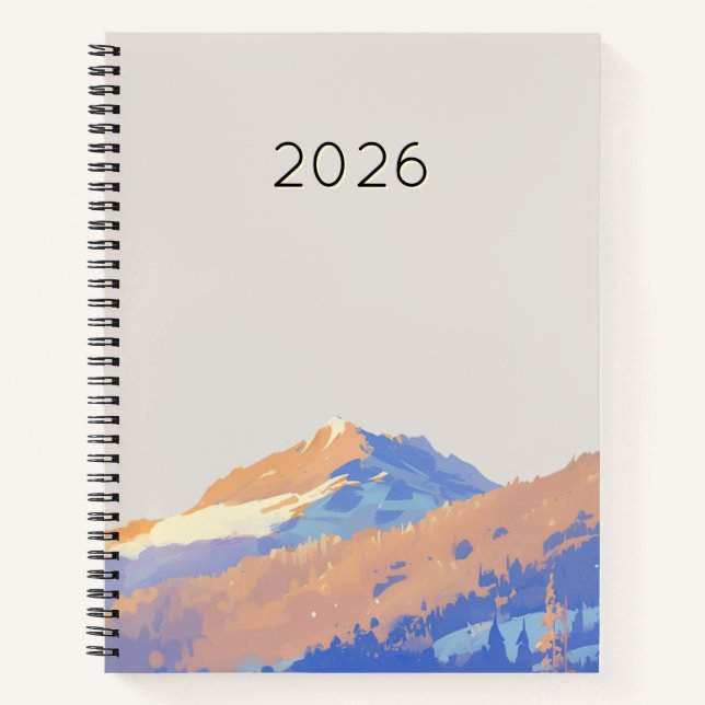 Carnet Cute Pastel Purple Minimalist Mountain (Devant)