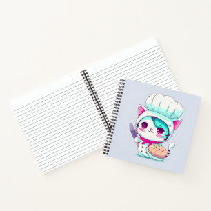 Carnet Cute pâtisserie boulangère Chef Chat avec gâteau e