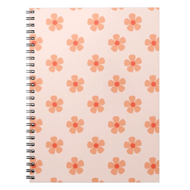 Carnet Cute Peach Flower Pattern Minimal Floral Aesthetic (Devant)