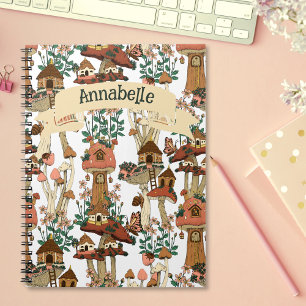 Carnet Cute Pêche Cottagecore Floral Champignons Motif