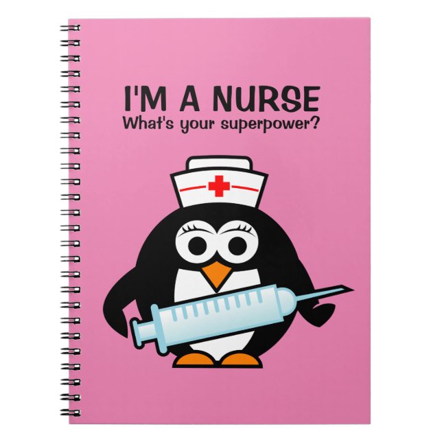 Carnet Cute penguin nurse and funny quote spiral notebook (Devant)