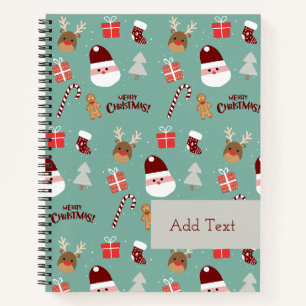 Carnet Cute Père Noël Reindeer Sucre de canne Motif en pa