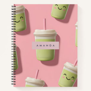 Carnet Cute personnalisée Kawaii Pastel Smoothie Matcha