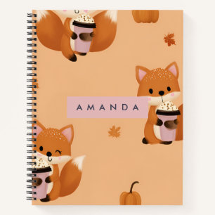 Carnet Cute personnalisée Renard d'automne avec Motif de