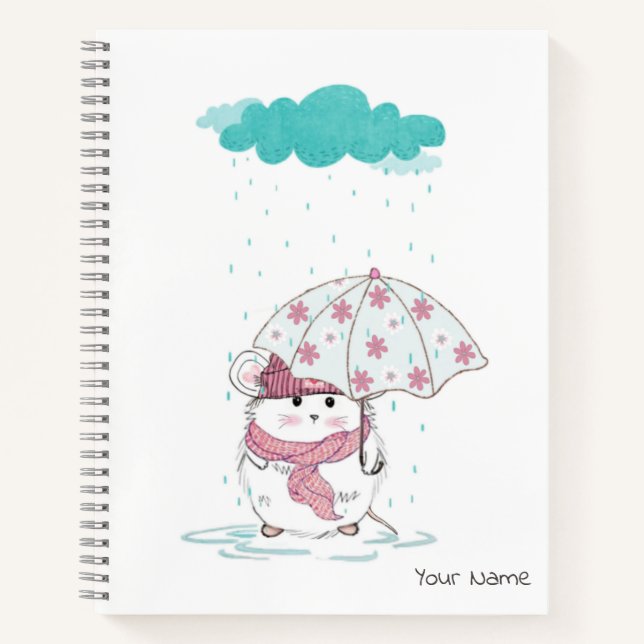 Carnet Cute Petit Hamster Nom personnalisé Blanc (Devant)