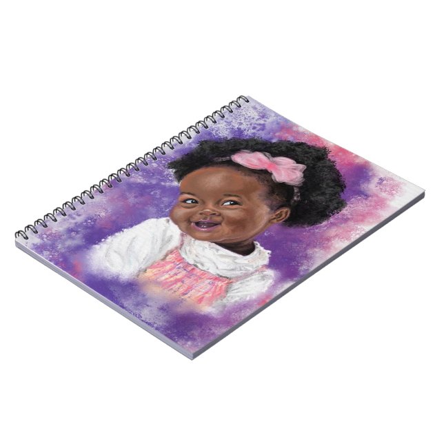 Carnet Cute Petite Fille Avec Ruban Rose - Aquarelle (Côté gauche)