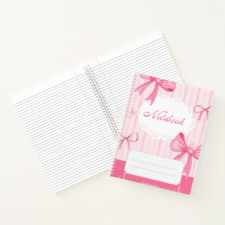 Carnet Cute Pink Bow Spiral Notebook | Coquette School 