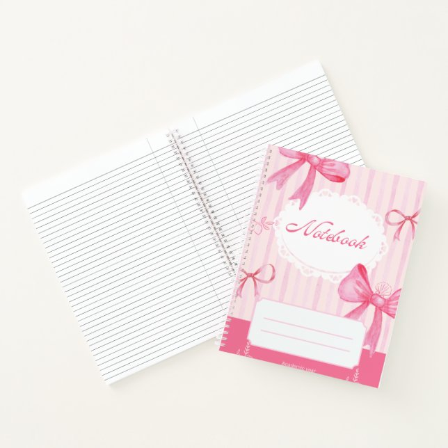 Carnet Cute Pink Bow Spiral Notebook | Coquette School  (Intérieur)