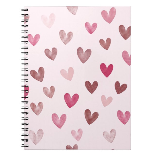 Carnet Cute Pink Heart Pattern – Romantic &Stylish Design (Devant)
