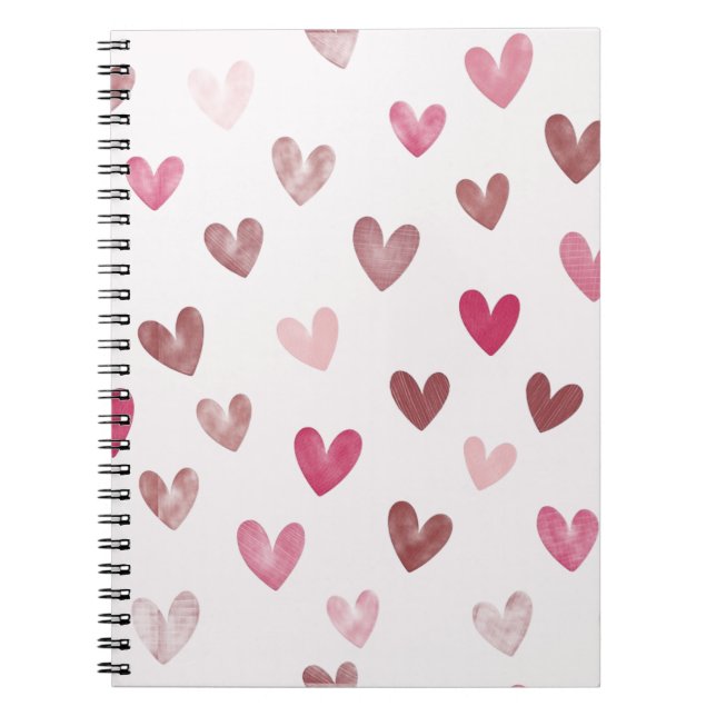 Carnet Cute Pink Heart Pattern – Romantic &Stylish Design (Devant)