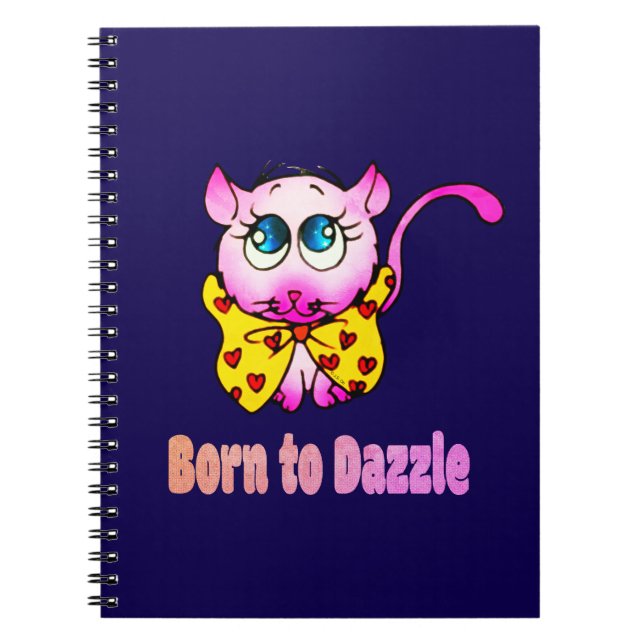 Carnet Cute Pink Kitty - Born to Dazzle Art (Devant)