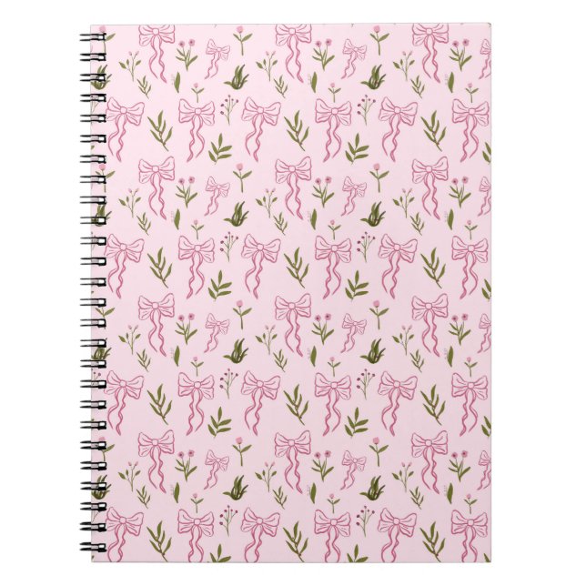 Carnet Cute Pink Ribbon Floral Seamless Pattern (Devant)
