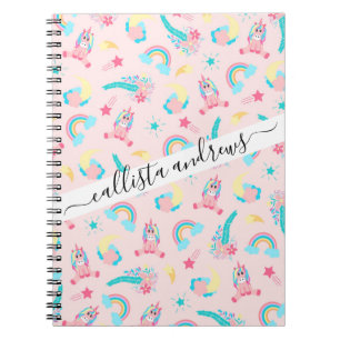 Carnet Cute Pink Teal Unicorn Rainbow