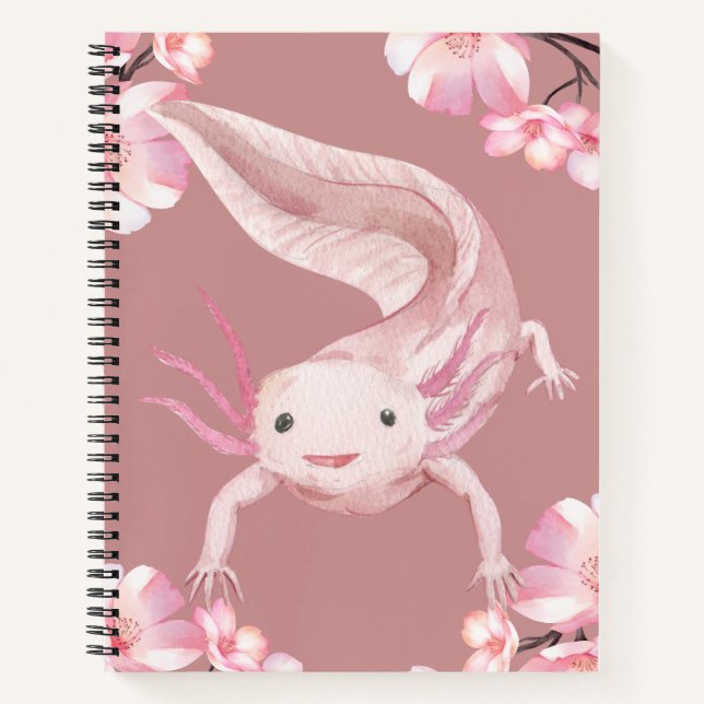 Carnet Cute Pink Watercolor Axolotl Spiral Notebook (Devant)