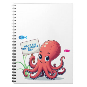 Carnet Cute, poulpe caricaturale avec poisson