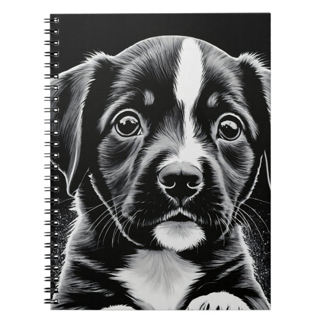 Carnet Cute Puppy - Black and White Design - Notebook (Devant)