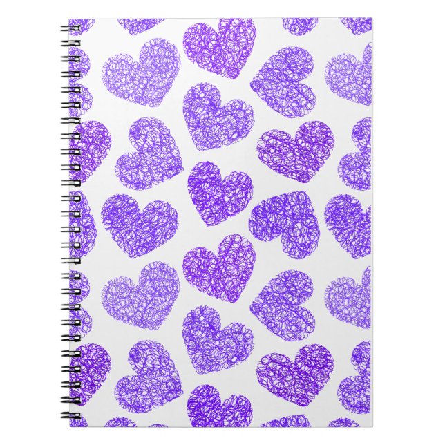 Carnet Cute Purple Doodled Heart Valentine's Day Motif (Devant)