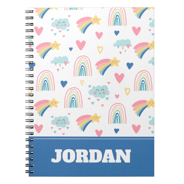 Carnet Cute Rainbow Hearts & Clouds Motif (Devant)
