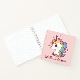 Carnet Cute Rainbow Unicorn Doodle Girls Sketchbook