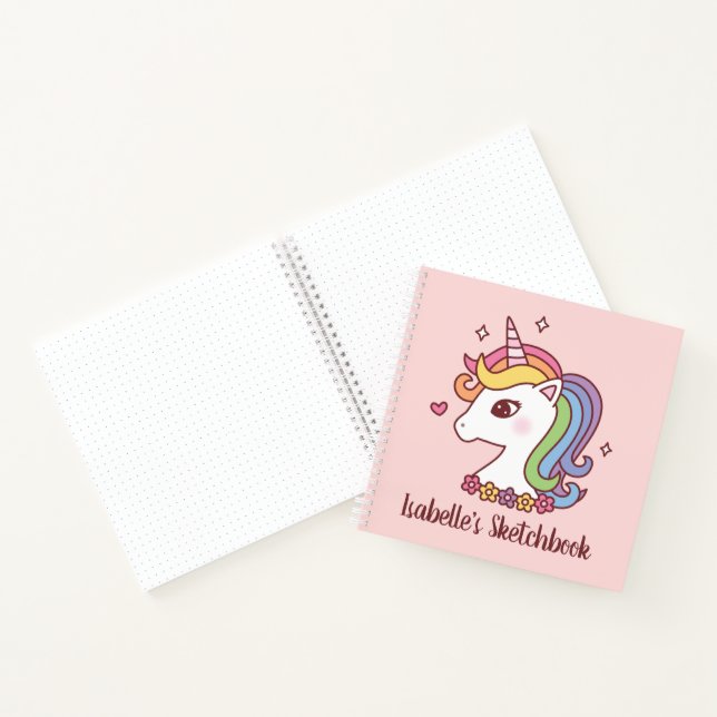 Carnet Cute Rainbow Unicorn Doodle Girls Sketchbook (Intérieur)