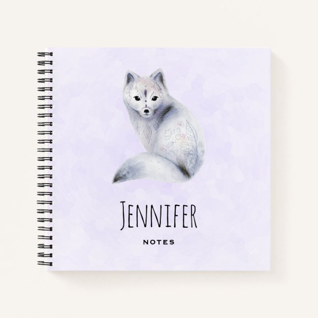 Carnet Cute renard nordique avec marques florales (Devant)