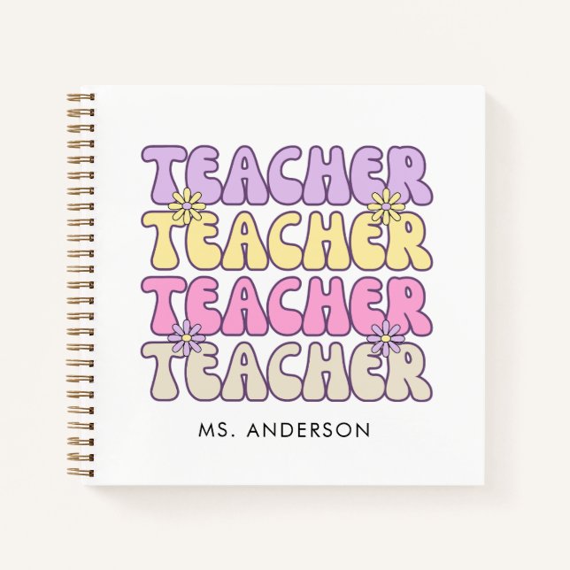 Carnet Cute Retro Bold Enseignant Super (Devant)