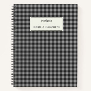 Carnet Cute Retro Grey En vichy Plaid Recette personnalis