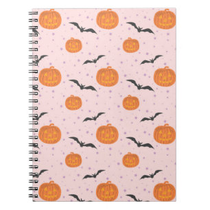 Carnet Cute Retro Halloween Citrouilles et chauves-souris