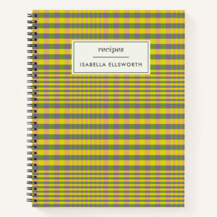 Carnet Cute Retro Jaune Glen Plaid Recette personnalisée
