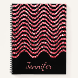 Carnet Cute Rose Gold Black Parties scintillant Chevron P