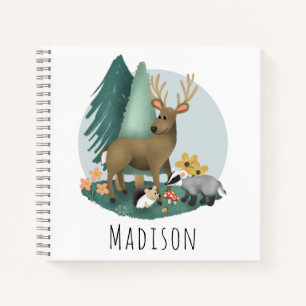 Carnet Cute Rustic Woodland Forest Animaux École pour enf