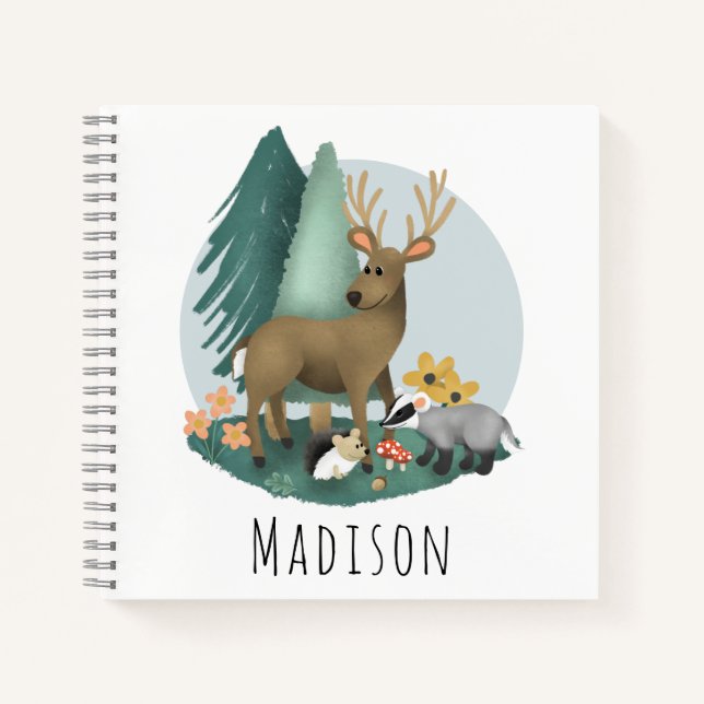 Carnet Cute Rustic Woodland Forest Animaux École pour enf (Devant)