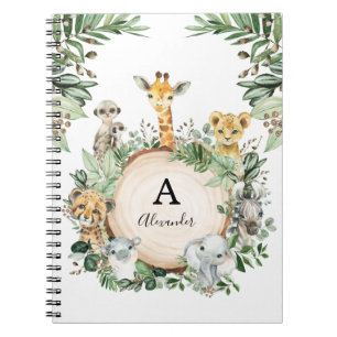 Carnet Cute Safari Animaux Jungle Green Boys School